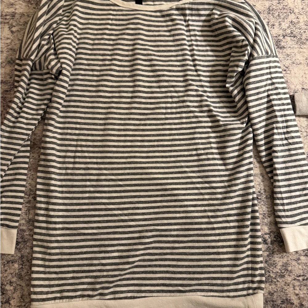 Honeydew Intimates Gray and White Striped Pajama Top